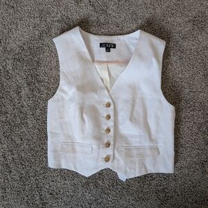 J. Crew Linen White Vest